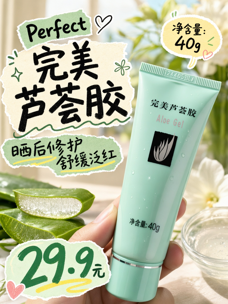晒后修护万能胶!29.9元囤完美芦荟胶,一瓶搞定全家护肤!